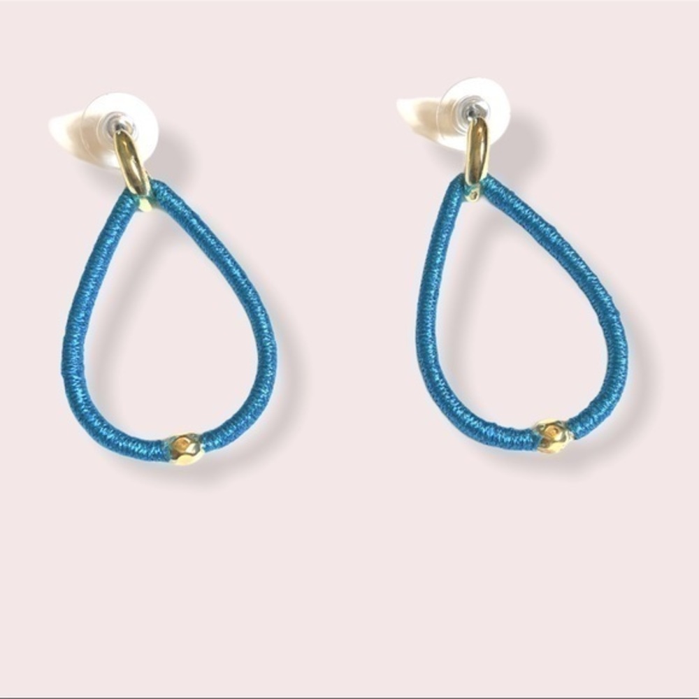 Marlyn Schiff Teardrop earrings electric blue wire‎ wrap